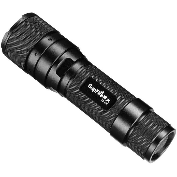 Фенер LED с акумулатор Supfire F3-XPE, 3W, 300 лумена, USB зареждане, 1200 mAh, ZOOM, IP44, Алуминий