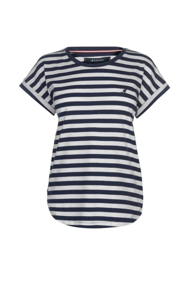 Tricou dama Kangol Relaxed Stripe, Bumbac, Albastru/Alb, L