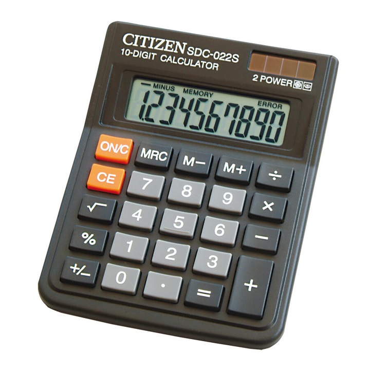 Калкулатор CITIZEN SDC 022SR, Настолен, Черен, 8 разряда