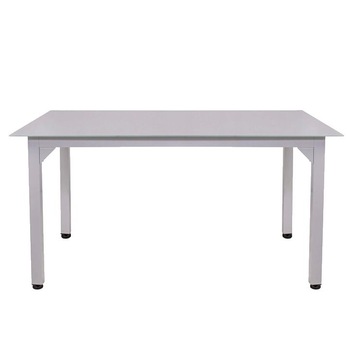 Masa dreptunghiulara din metal pentru terasa sau gradina, cu blat de sticla, culoare gri Masa dreptunghiulara din metal pentru terasa sau gradina, cu blat de sticla, culoare gri