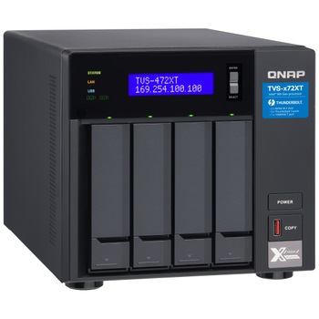 Network Attached Storage Qnap TVS-472XT-PT, Intel® Pentium G5400T 2-core 3.1 GHz Processor, 4GB DDR4, 4 drive bay Network Attached Storage Qnap TVS-472XT-PT, Intel® Pentium G5400T 2-core 3.1 GHz Processor, 4GB DDR4, 4 drive bay