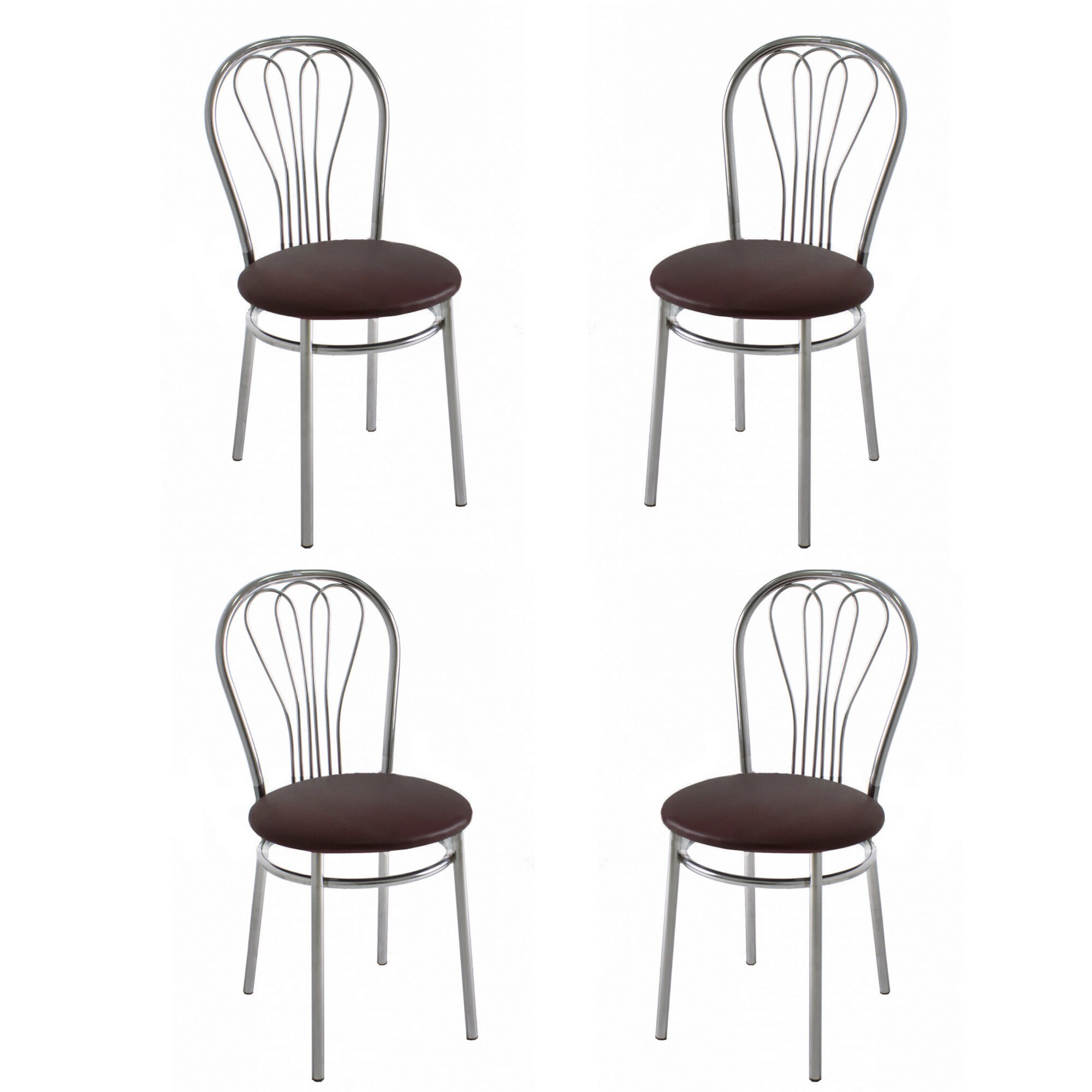 Set 4 scaune dining Venus, cadru cromat, piele ecologica, wenge