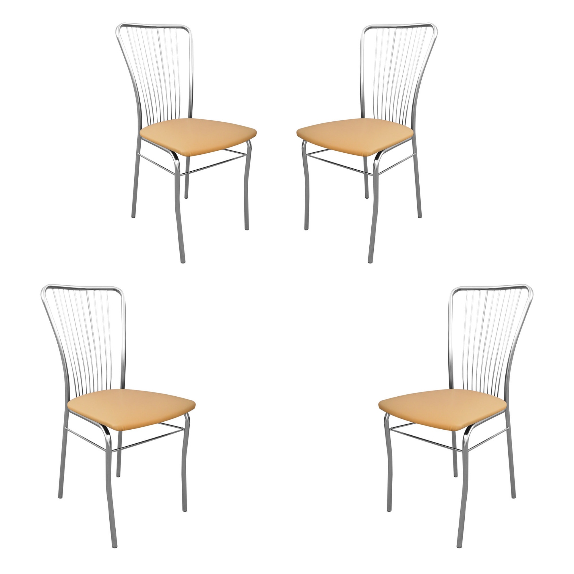 Set 4 scaune bucatarie Neron, Ocru piele ecologica