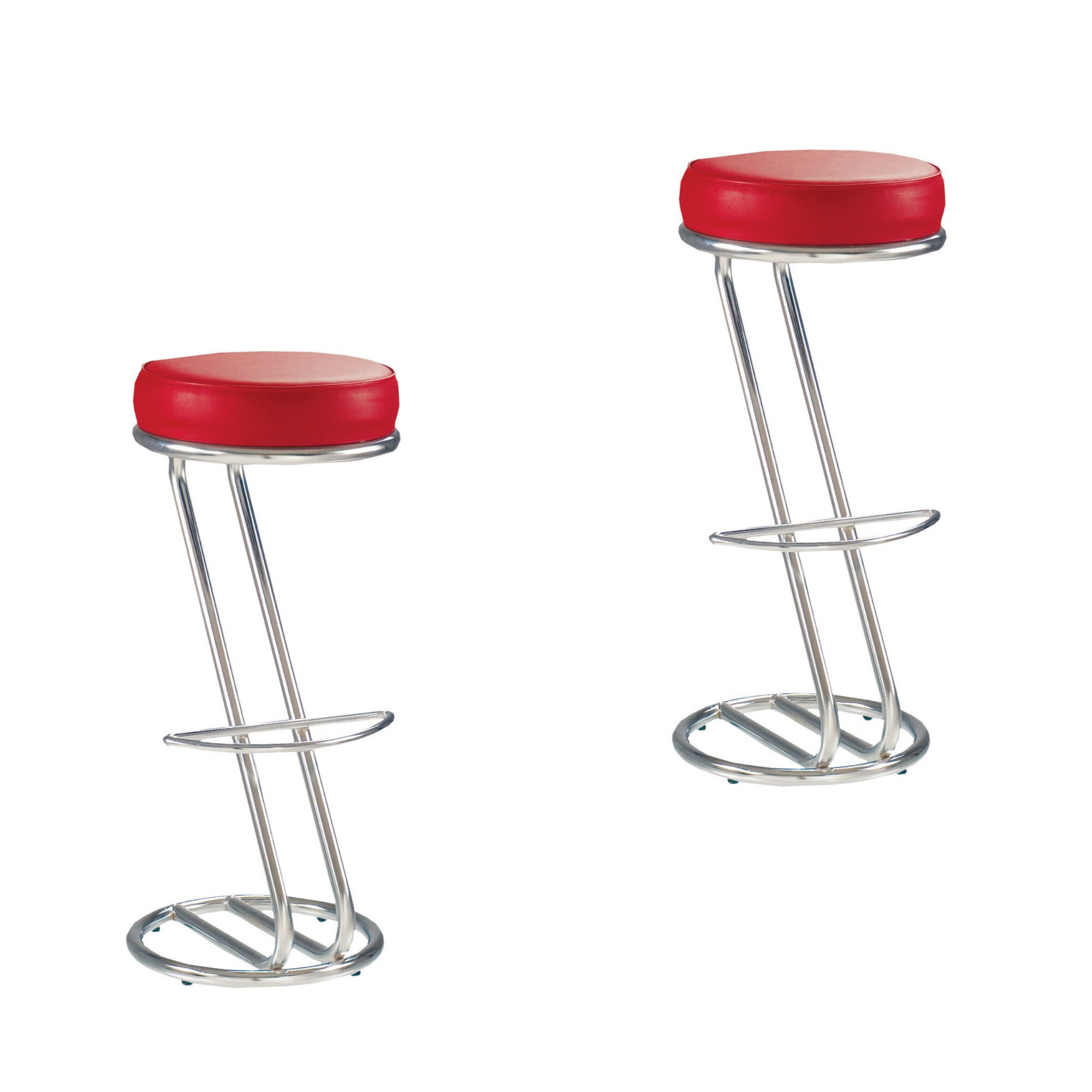 Set 2 scaune bar cafenea Zeta Hoker, Rosu piele ecologica