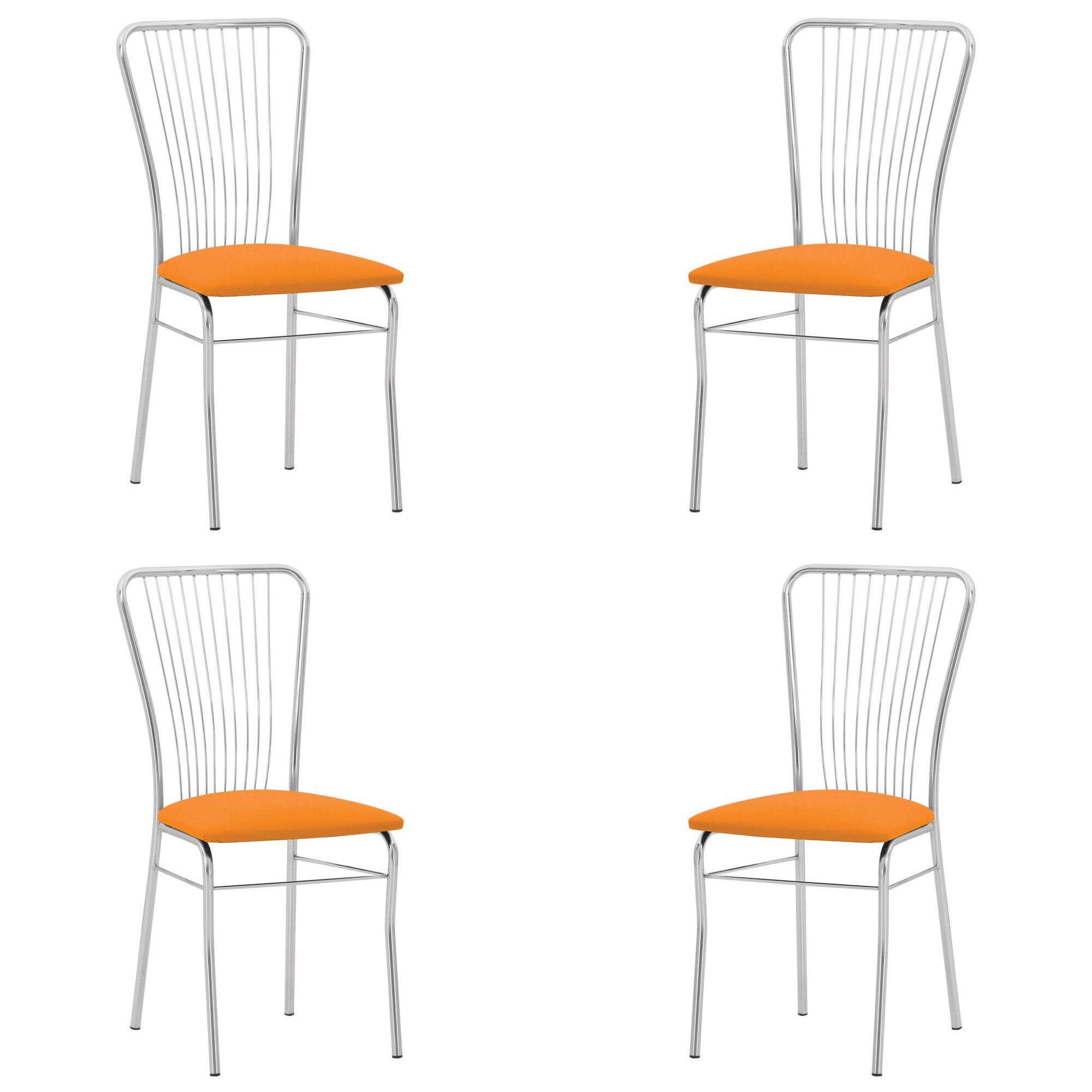 Set 4 scaune bucatarie Neron Portocaliu piele ecologica