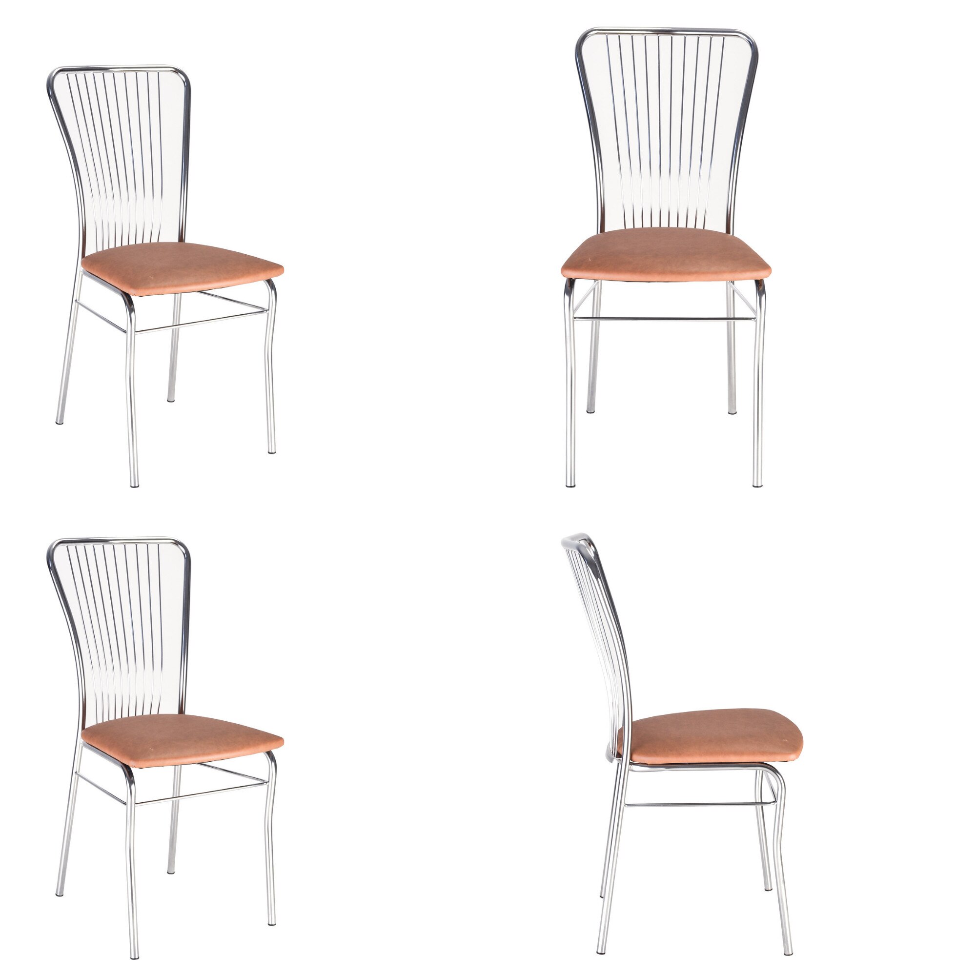 Set 4 scaune bucatarie Neron, Aramiu piele ecologica