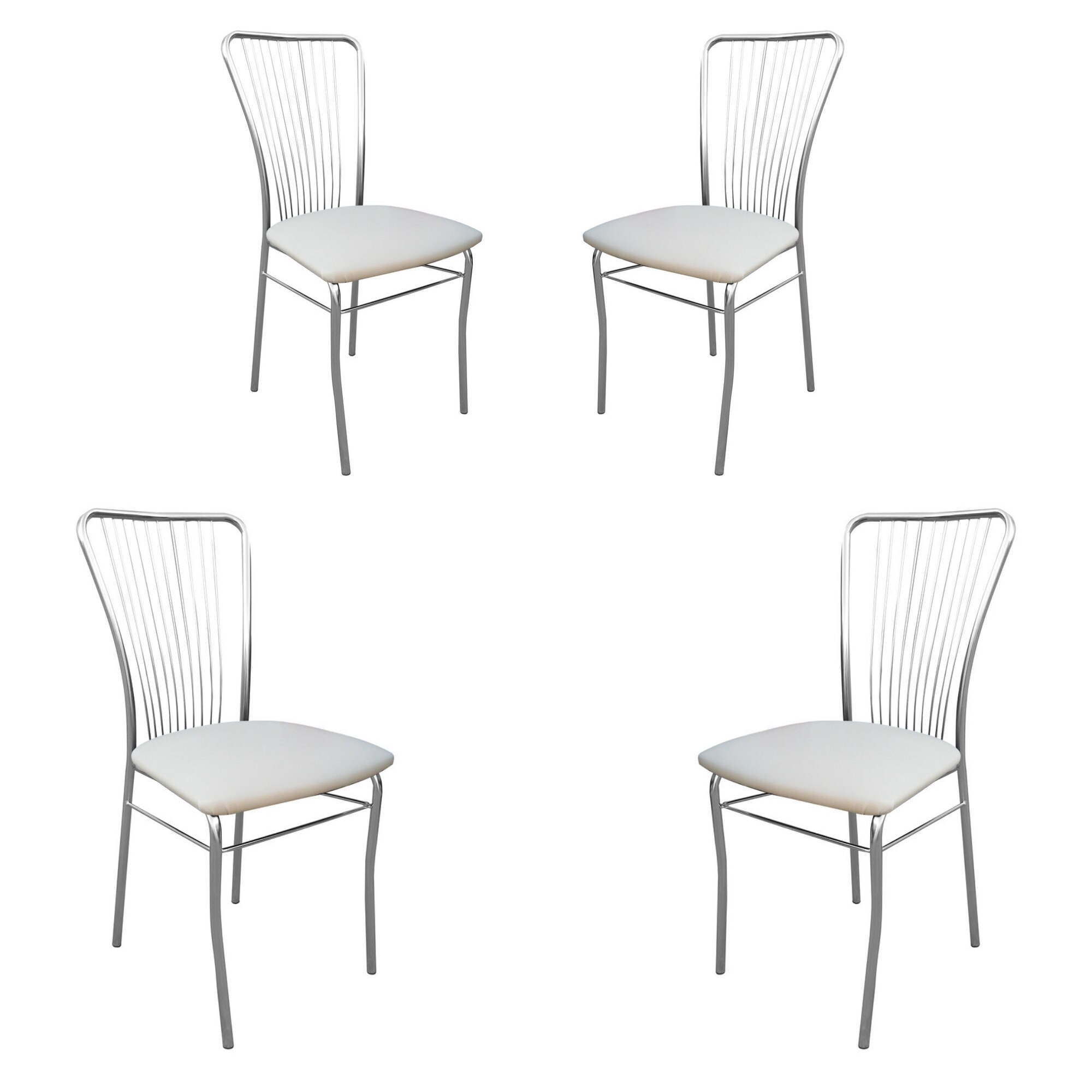 Set 4 scaune bucatarie Neron, Crem piele ecologica