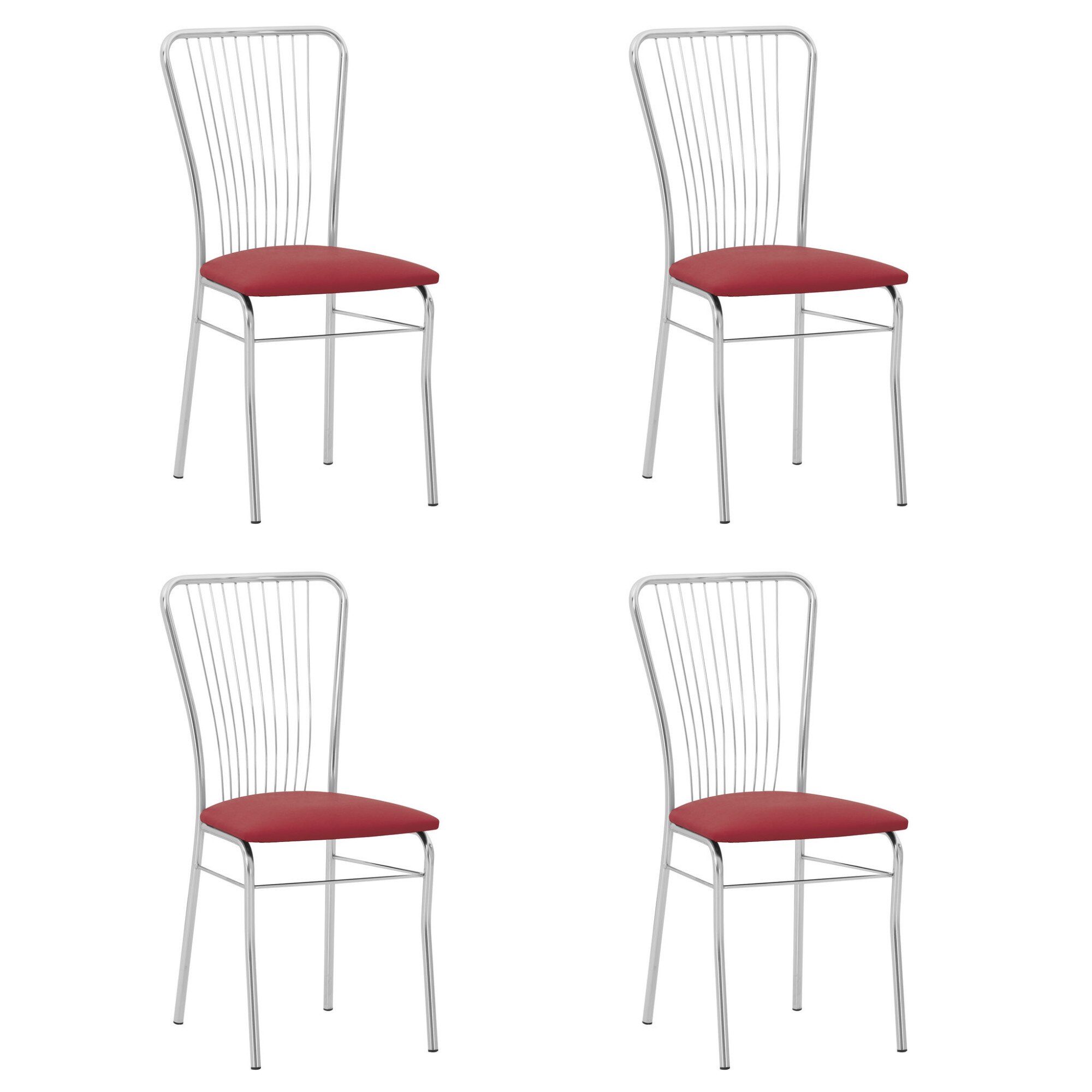 Set 4 scaune bucatarie Neron, Carmin piele ecologica