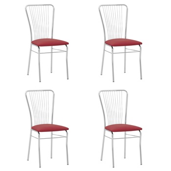 Set 4 scaune bucatarie Neron, Carmin piele ecologica