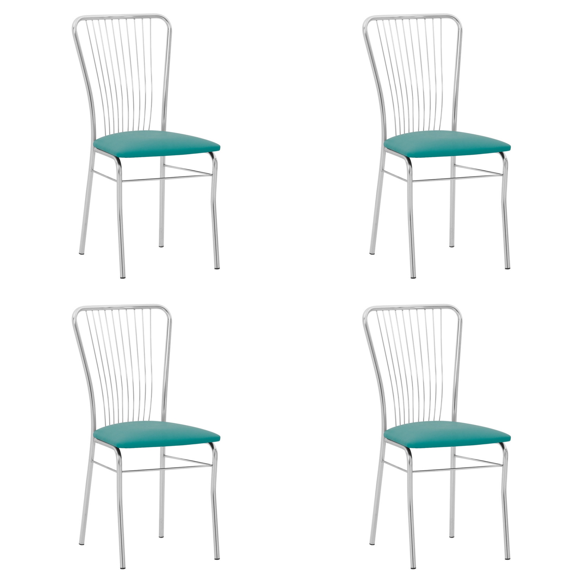 Set 4 scaune bucatarie Neron, Verde pin piele ecologica