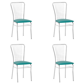 Set 4 scaune bucatarie Neron, Verde pin piele ecologica