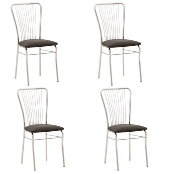 Set 4 scaune bucatarie Neron, Negru piele ecologica