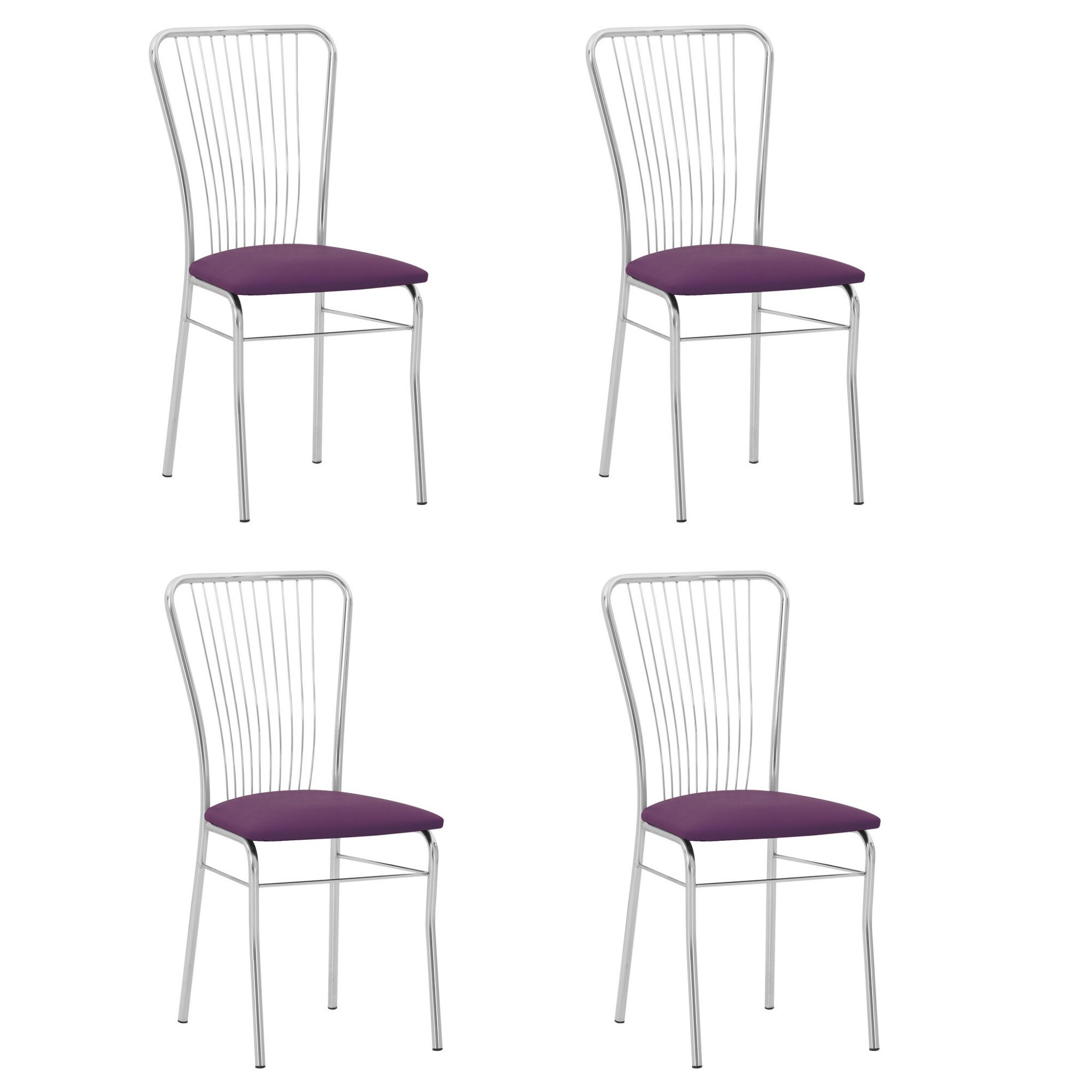 Set 4 scaune bucatarie Neron, Mov piele ecologica