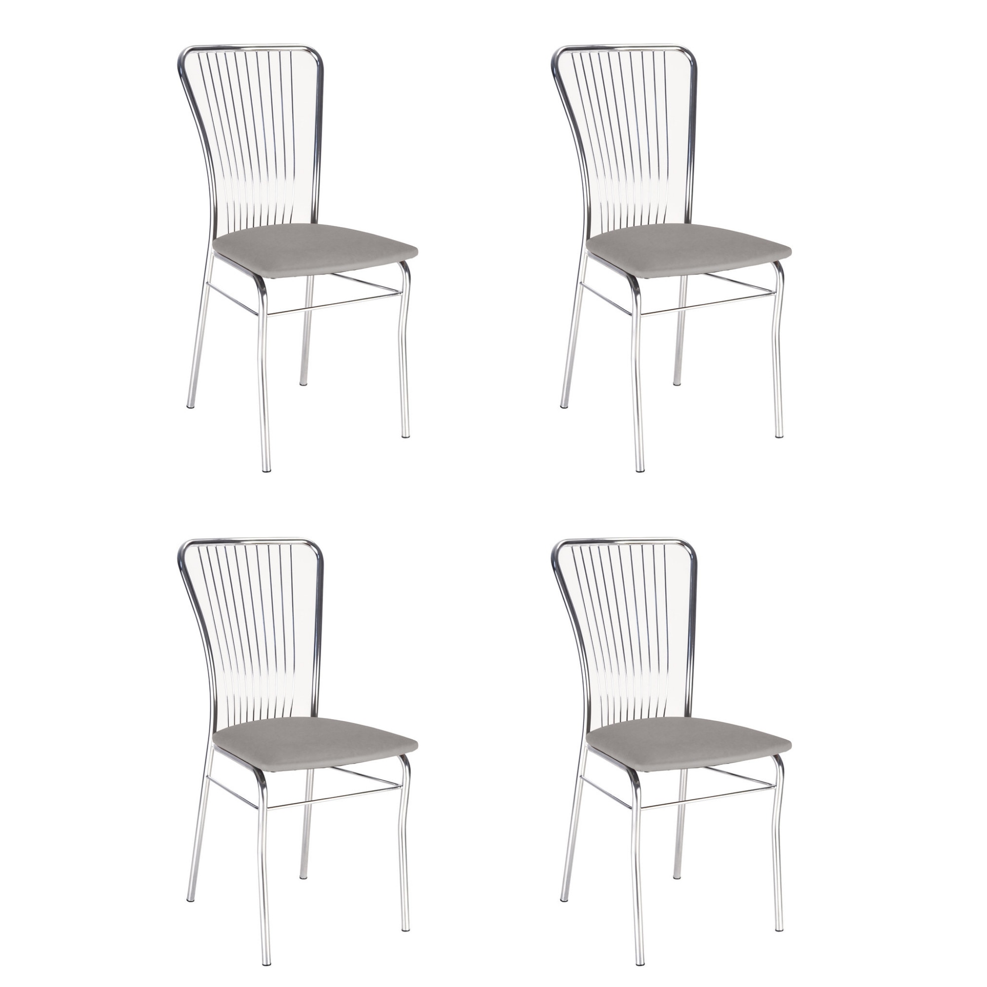 Set 4 scaune bucatarie Neron, Gri piele ecologica