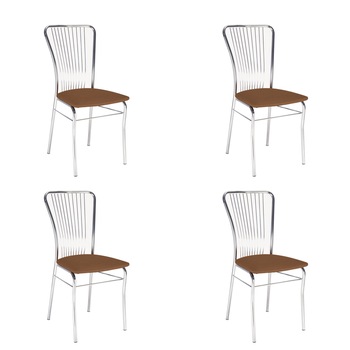 Set 4 scaune bucatarie Neron, Maro piele ecologica