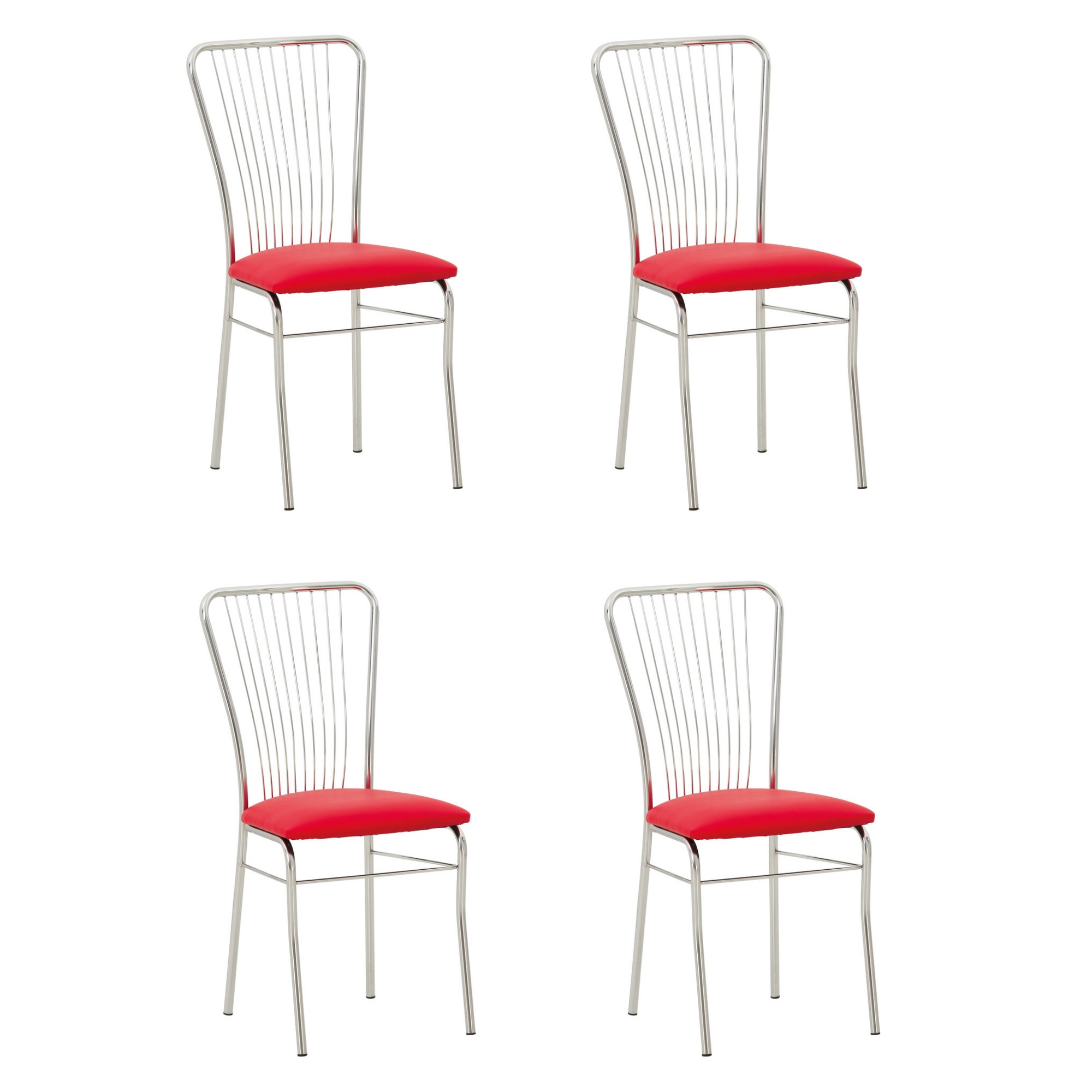 Set 4 scaune bucatarie Neron, Rosu piele ecologica