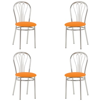 Set 4 scaune bucatarie VENUS, Portocaliu piele ecologica