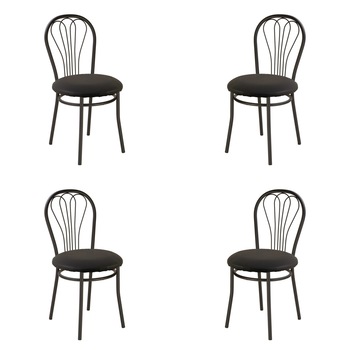 Set 4 scaune bucatarie VENUS Black, Negru piele ecologica Set 4 scaune bucatarie VENUS Black, Negru piele ecologica