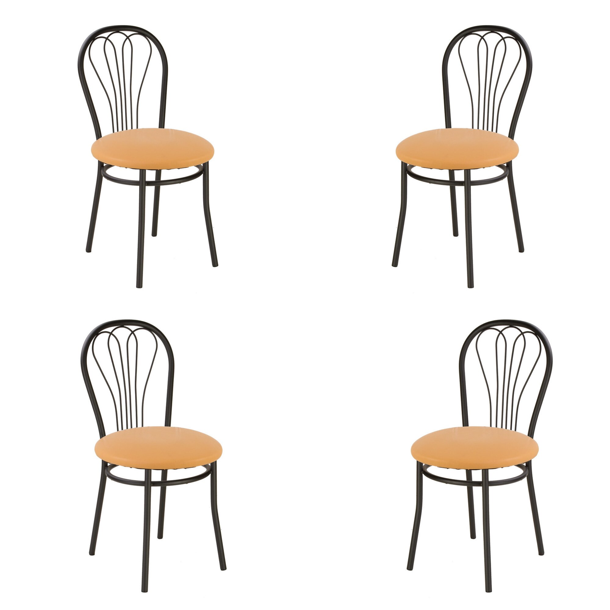 Set 4 scaune bucatarie VENUS Black, Ocru piele ecologica