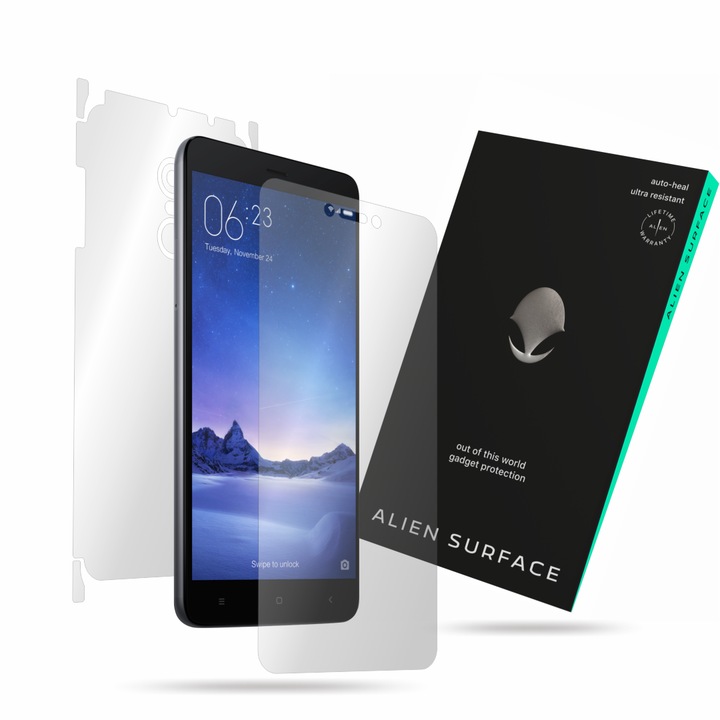 Folie protectie, compatibil cu Xiaomi Redmi Note 4, ecran, spate, laterale, Alien Surface