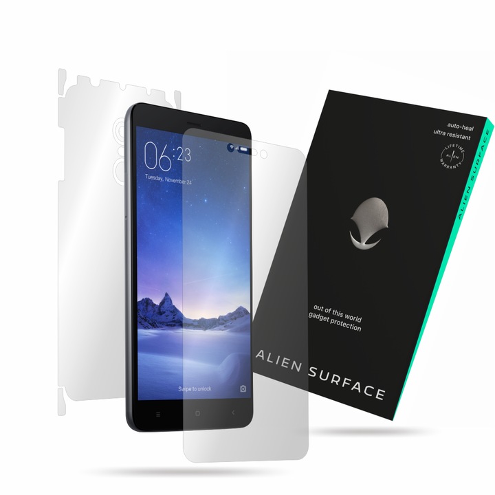Folie protectie, compatibil cu Xiaomi Redmi Note 4 MediaTek, ecran, spate, laterale, Alien Surface