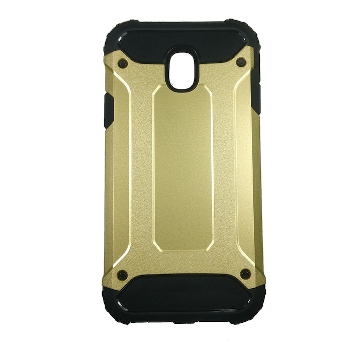 Husa de protectie compatibila cu Samsung Galaxy J330 / J3-2017, silicon cu policarbonat, carcasa Antisoc Armor, Gold