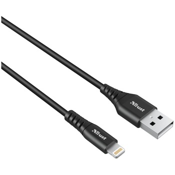 Cablu de date Trust Ndura, Lightning, 1m, Negru Cablu de date Trust Ndura, Lightning, 1m, Negru