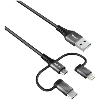 Cablu de date Trust Keyla Strong 3-IN-1, 1m, Negru Cablu de date Trust Keyla Strong 3-IN-1, 1m, Negru