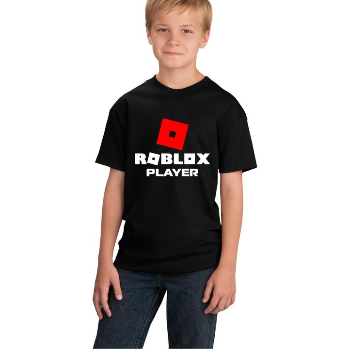 Tricou bumbac copii Roblox Player, Negru, 10-11 ani