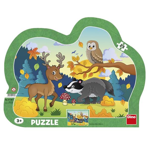Puzzle cu Rama Dino Toys - Animale din Padure (25 piese)