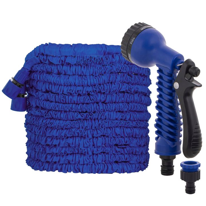 Furtun de Gradina Extensibil, cu Pistol, 10-30m, Culoare Albastru