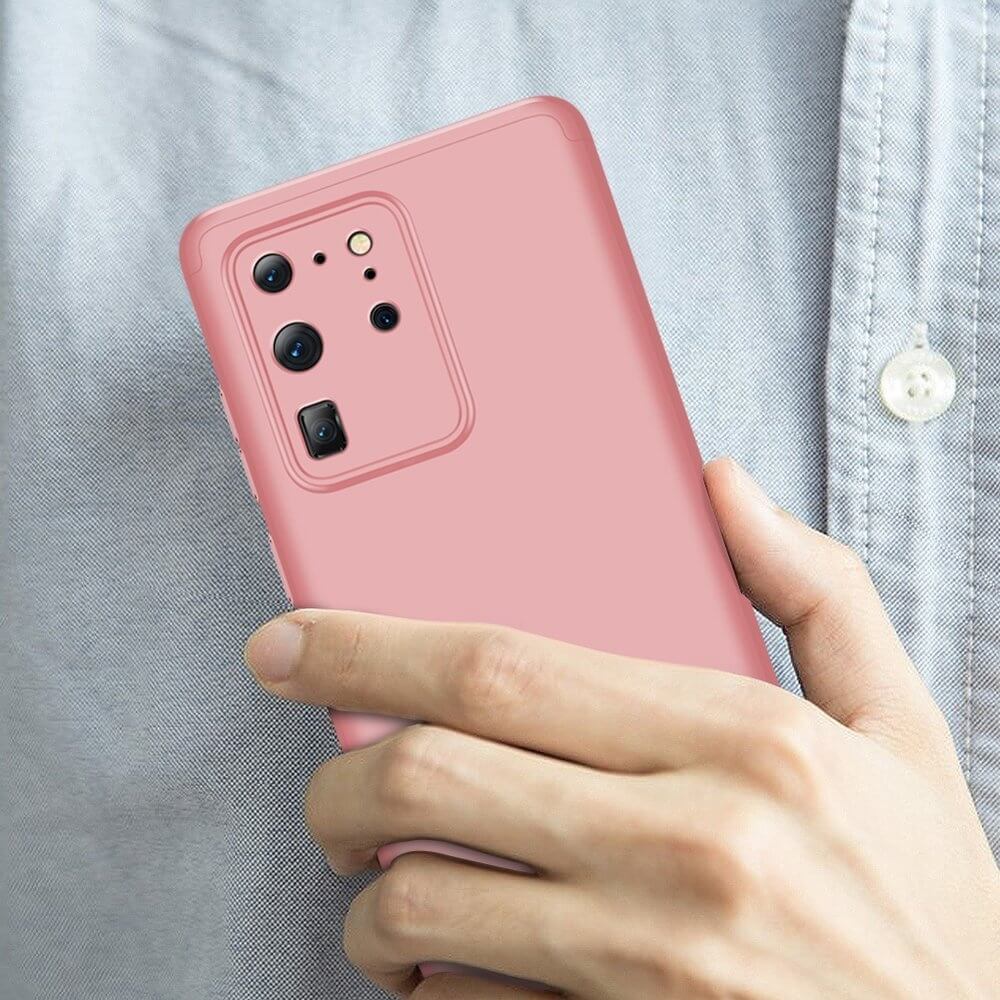 Husa Samsung S20 Ultra, Protectie 360 - Fata, Spate si Laterale, GKK, Roz