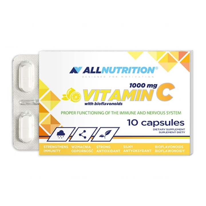 Хранителна добавка Витамин С (1000 mg) с Биофлавоноиди (10 mg) - 10 капсули (10 дози)