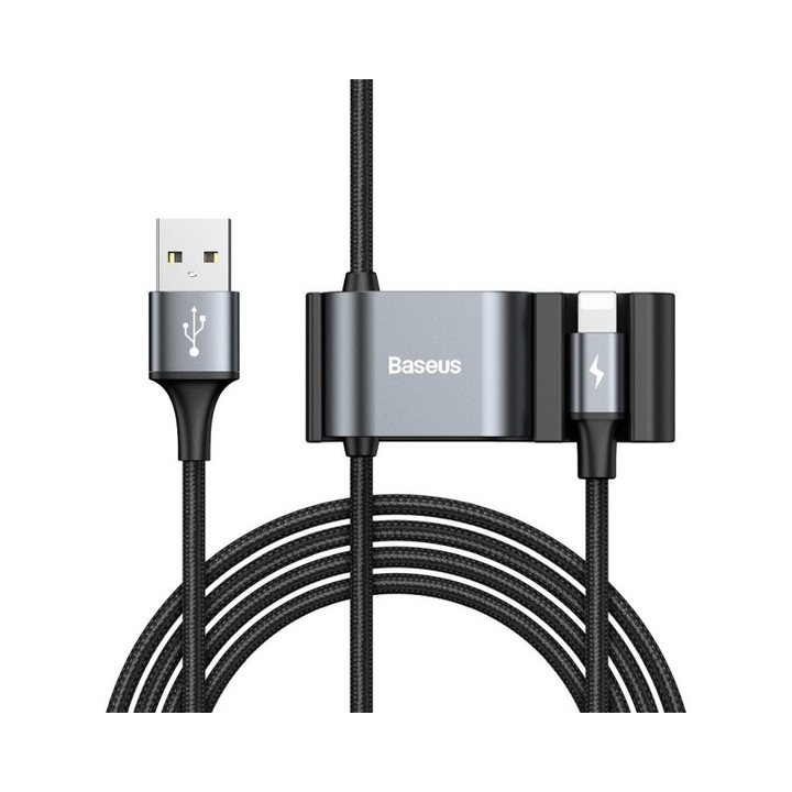 Cablu Date Premium Baseus Cu Prelungire De Porturi Pentru Bancheta Din Spate 2 X Usb, 1.5m, Lighning