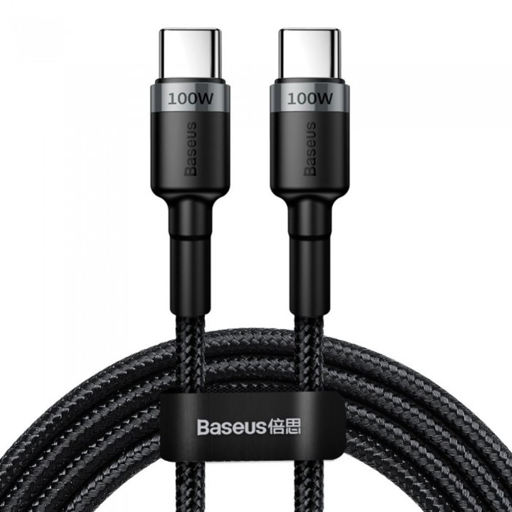 Baseus adat/töltő kábel, USB-C/USB-C-re, 2 m, 5 A, fekete
