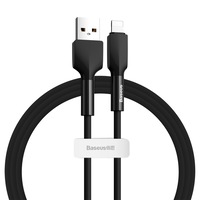 Cablu pentru incarcare si transfer de date, Baseus Silica Gel, USB/Lightning, 1M, 2.4A, Negru