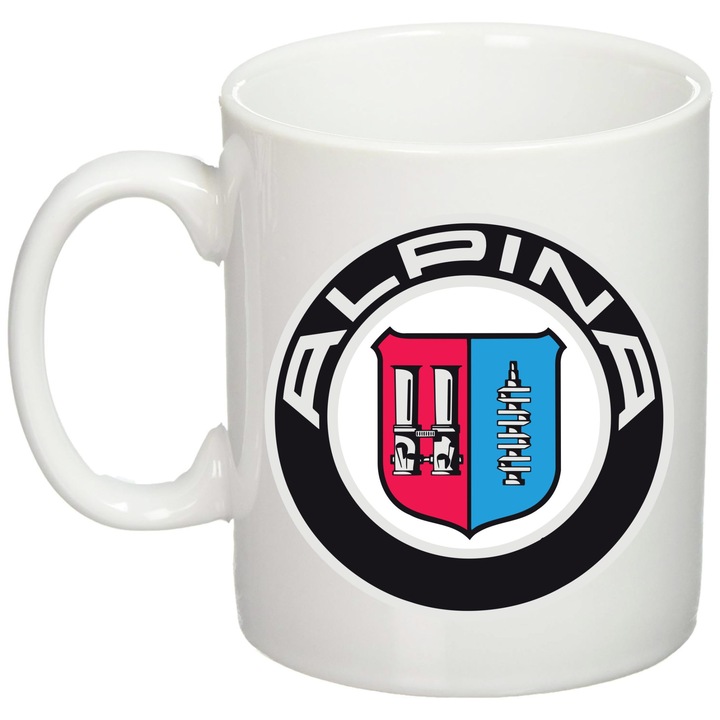 Cana personalizata "Alpina", Giftoro, Alba, 330ml