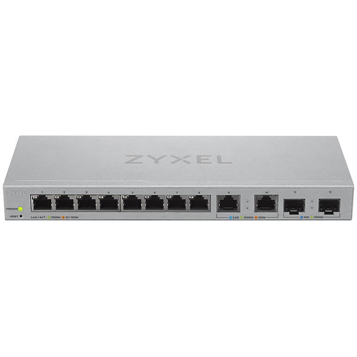 ZyXEL XGS1250-12-ZZ0101F, 8-Portos Multi-Gigabit Switch, 8 port 1G + 2-Port 2.5G + 2-Port SFP+