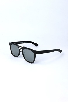 CALVIN KLEIN, Ochelari de soare unisex cu accent in dungi, Negru, 53-18-140 Standard CALVIN KLEIN, Ochelari de soare unisex cu accent in dungi, Negru, 53-18-140 Standard