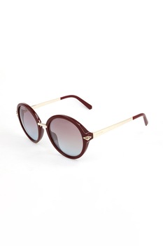 , Ochelari de soare rotunzi cu lentile in degrade, Rosu Bordeaux/Auriu, 52-20-140 Standard , Ochelari de soare rotunzi cu lentile in degrade, Rosu Bordeaux/Auriu, 52-20-140 Standard