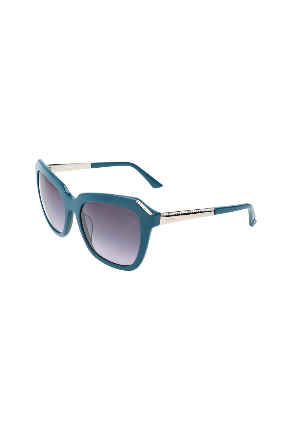 , Ochelari de soare butterfly, decorati cu cristale, Albastru petrol/Argintiu, 55-18-140 Standard