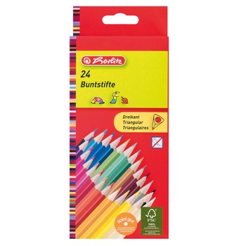 Creioane color Herlitz, triunghiular 1/1 set 24 bucati Creioane color Herlitz, triunghiular 1/1 set 24 bucati