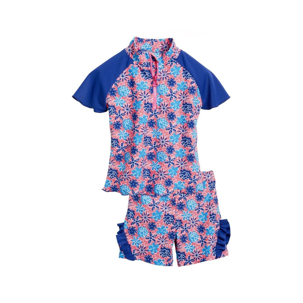 Costum de baie cu filtru UV Flori albastre, Playshoes