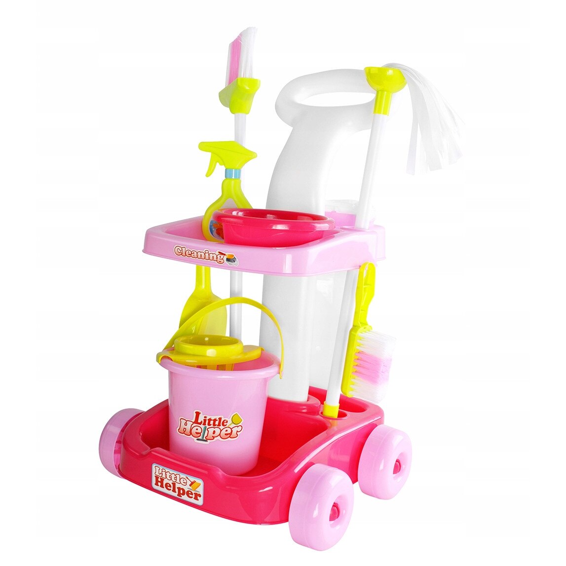 Carucior de Curatenie de Jucarie, Cleaning Trolley, 11 Accesorii, Compact si Organizat, Multicolor