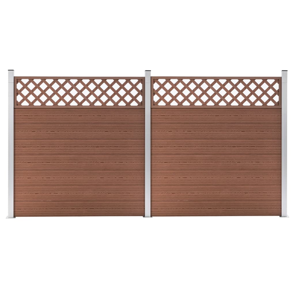 Set de 2 panouri de gard vidaXL, Lemn compozit, 353 x 185 cm, Maro