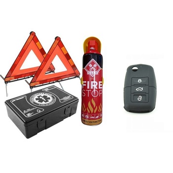 KIT auto obligatoriu Premium Motor Starter - Trusa Medicala, 2xTriunghiuri, Stingator Tip Spray, Husa silicon cauciuc compatibil Volkswagen/Skoda/Audi KIT auto obligatoriu Premium Motor Starter - Trusa Medicala, 2xTriunghiuri, Stingator Tip Spray, Husa silicon cauciuc compatibil Volkswagen/Skoda/Audi