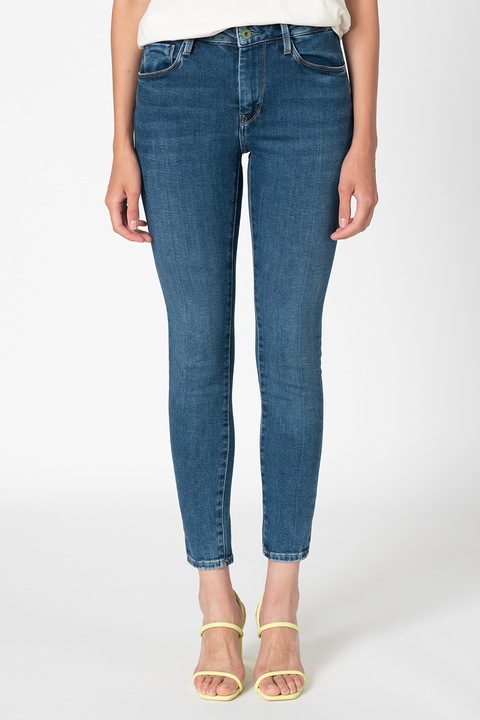 Pepe Jeans London, Regent skinny fit farmernadrág magas derékrésszel, Fehér/Tengerészkék, W30-L30