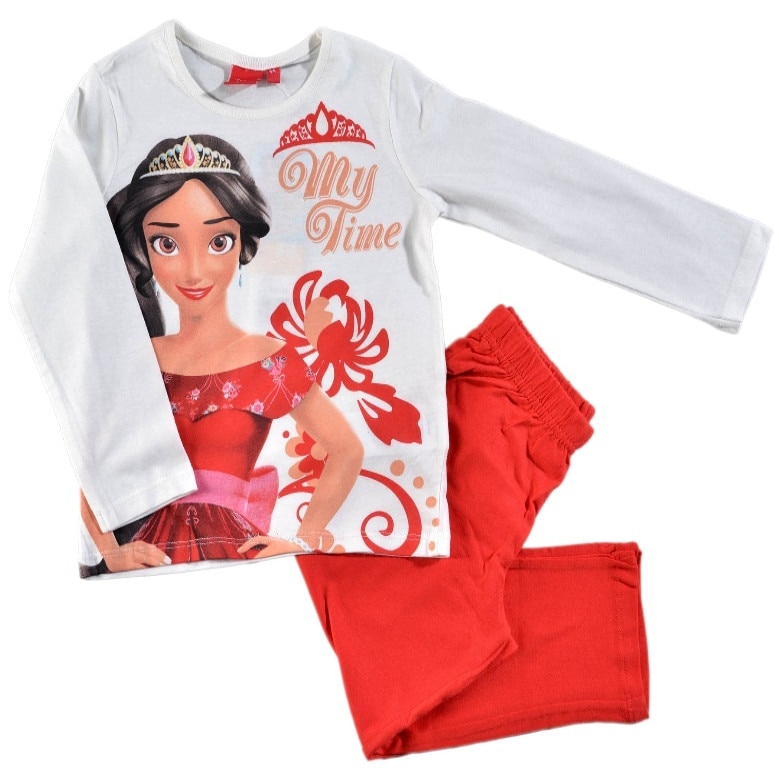 Pijama fete, Elena of Avalor, maneca lunga, Alb/Rosu