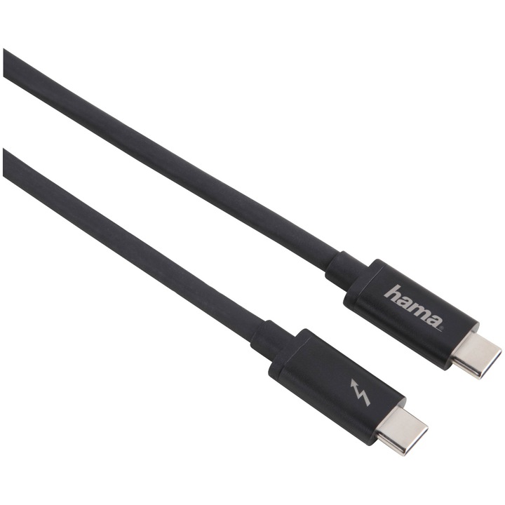 Cablu Hama Thunderbolt 3, USB-C, 40 gb/s, 5A, 100W, Ultra-HD 5K, 0.50m, Negru