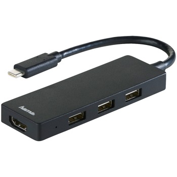 Hub multiport Hama USB Type-C, Negru Hub multiport Hama USB Type-C, Negru